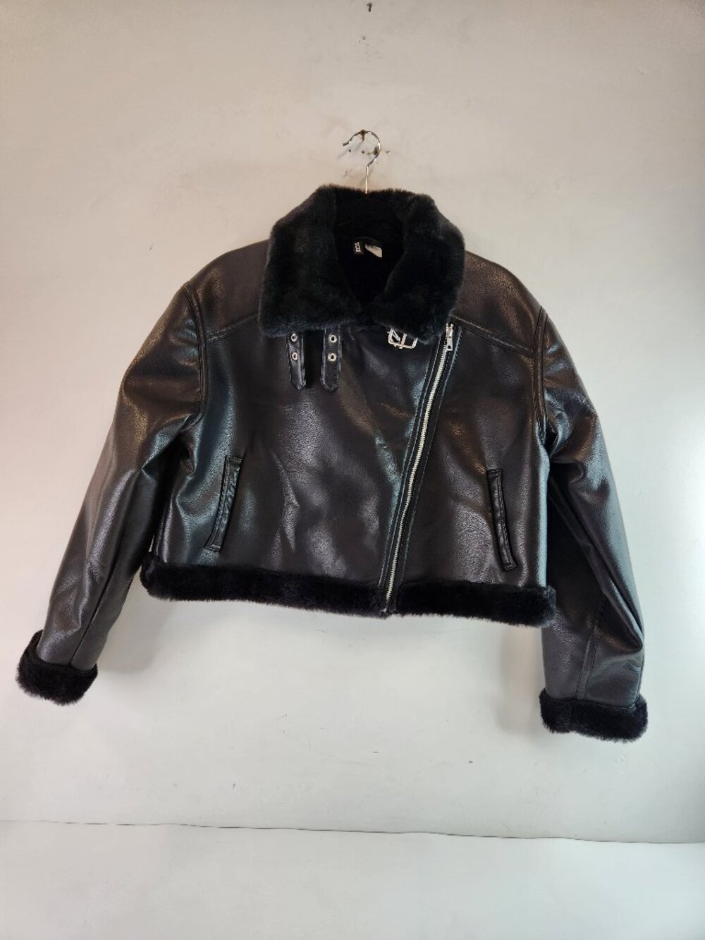 H&M Divided Collection Cropped Faux Leather Pleather Jacket Women's Medium